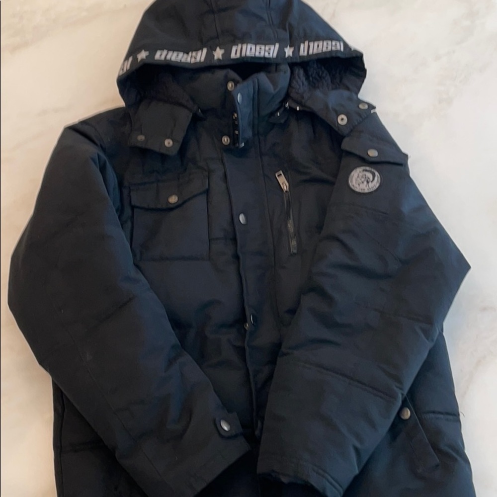Diesel Boys Black Winter Parka-Size XL